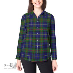 ScotsTee Shop Scottish MacLeod of Harris Modern Clan Tartan Womens Long Sleeve Shirt