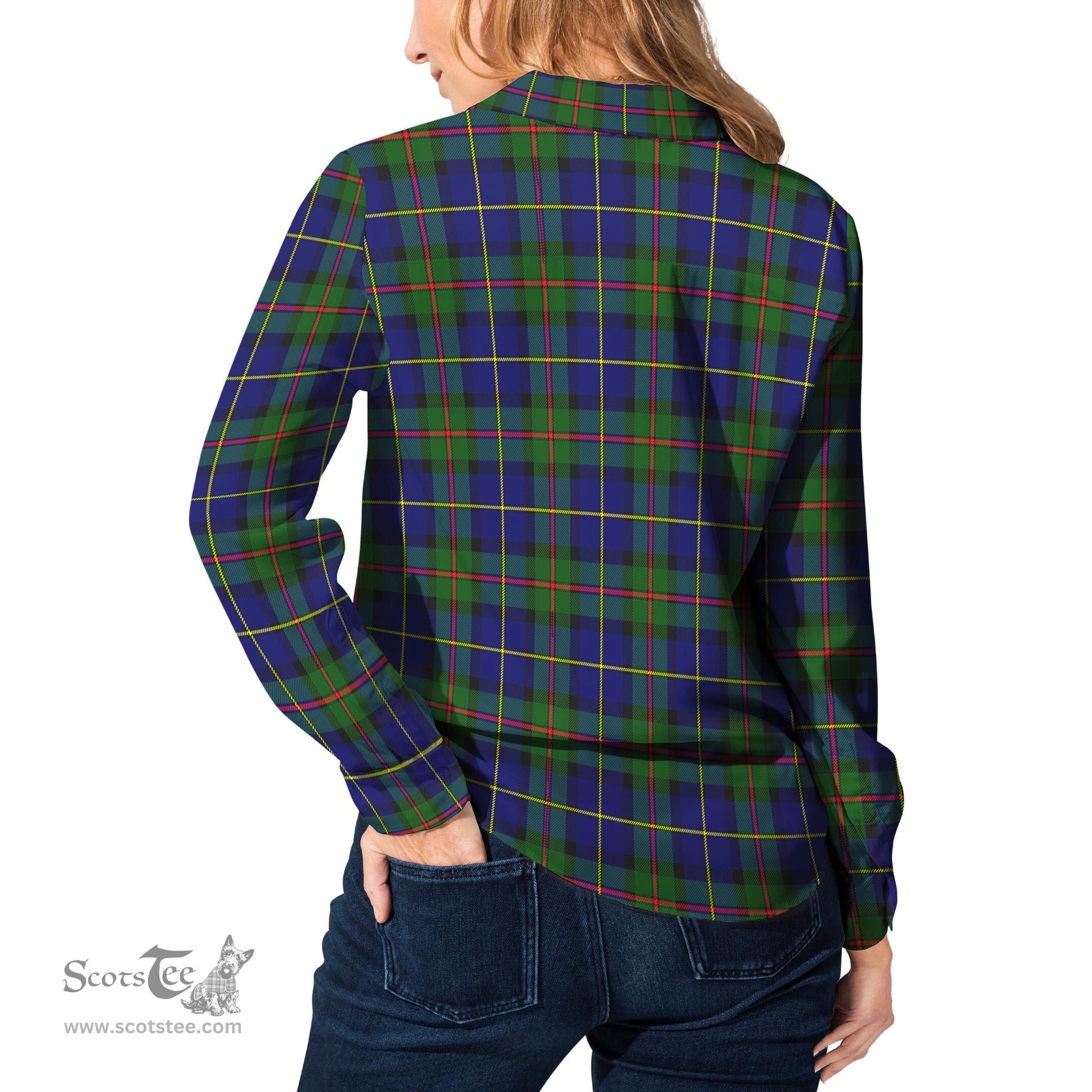 ScotsTee Shop Scottish MacLeod of Harris Modern Clan Tartan Womens Long Sleeve Shirt
