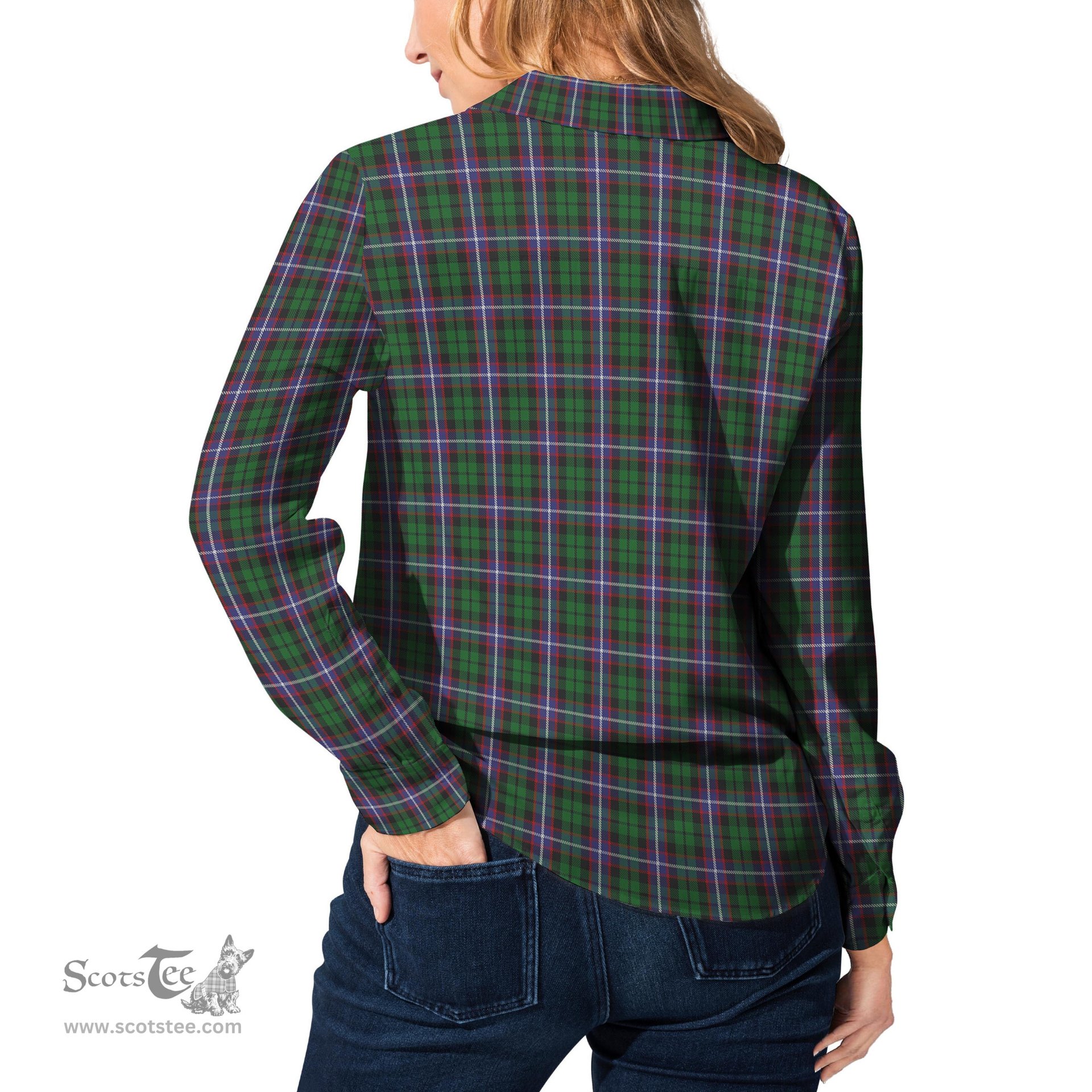 ScotsTee Shop Scottish Russell Clan Tartan Womens Long Sleeve Shirt