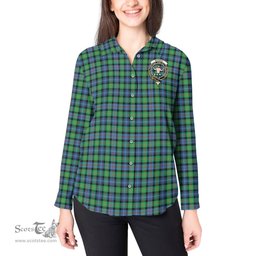 ScotsTee Shop Scottish Murray of Atholl Ancient Clan Crest Tartan Womens Long Sleeve Shirt
