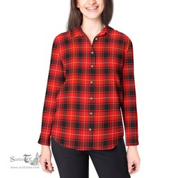 ScotsTee Shop Scottish MacIver Modern Clan Tartan Womens Long Sleeve Shirt