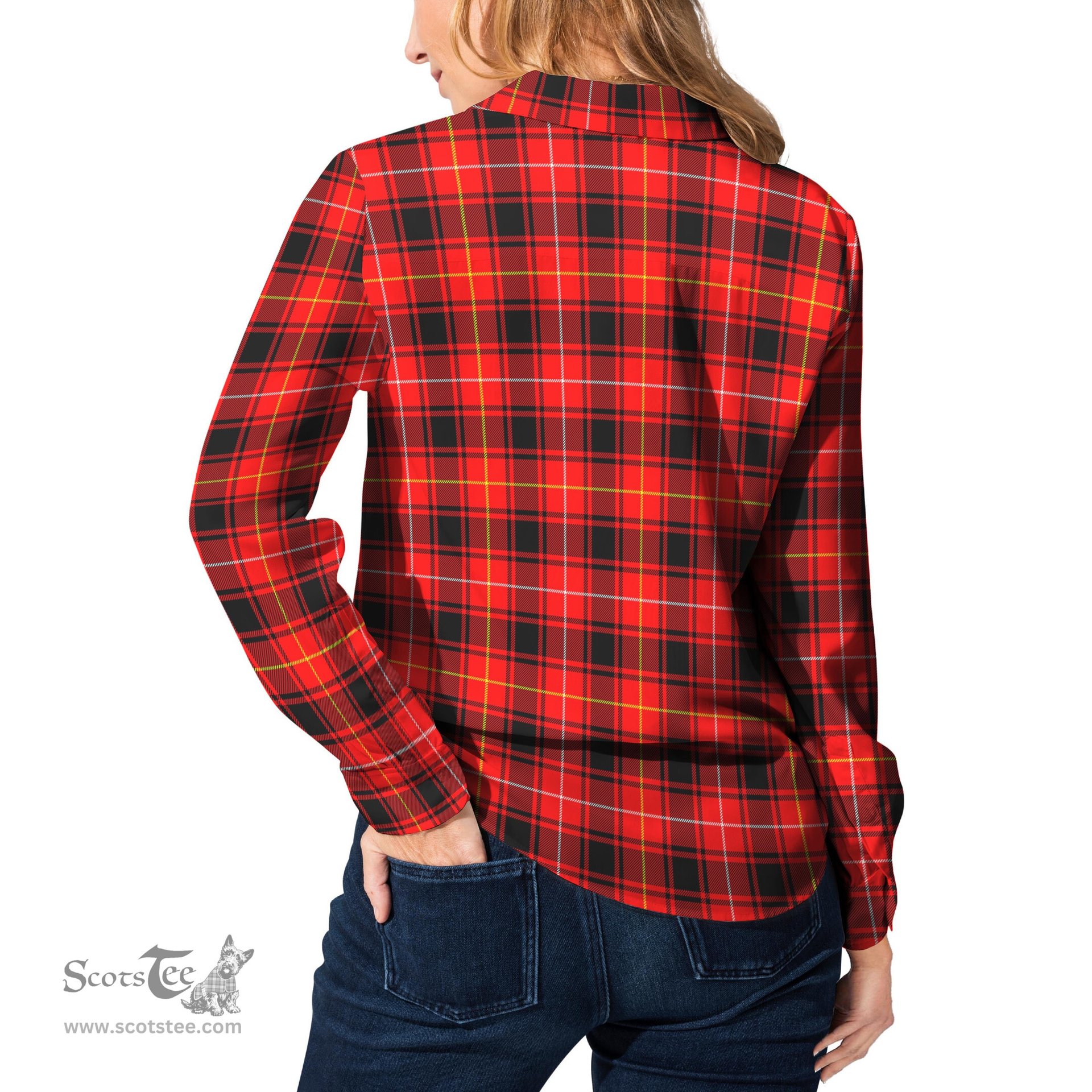 ScotsTee Shop Scottish MacIver Modern Clan Tartan Womens Long Sleeve Shirt