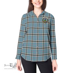 ScotsTee Shop Scottish Thomson Clan Crest Tartan Womens Long Sleeve Shirt