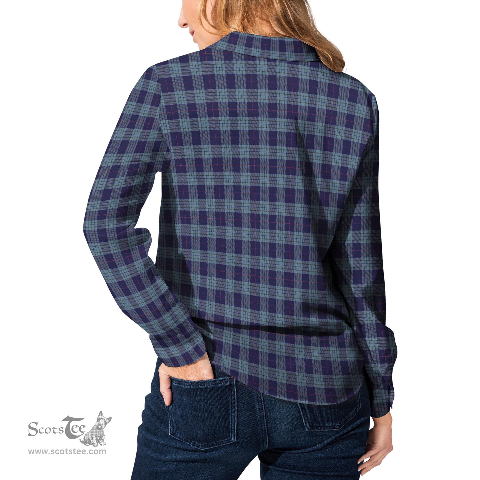 ScotsTee Shop Scottish Roberts of Wales Clan Tartan Womens Long Sleeve Shirt