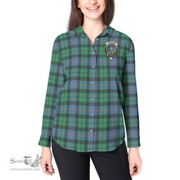 ScotsTee Shop Scottish Morrison Ancient Clan Crest Tartan Womens Long Sleeve Shirt