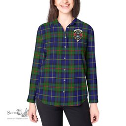 ScotsTee Shop Scottish MacLeod of Harris Modern Clan Crest Tartan Womens Long Sleeve Shirt