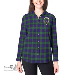 ScotsTee Shop Scottish MacKinlay Modern Clan Crest Tartan Womens Long Sleeve Shirt
