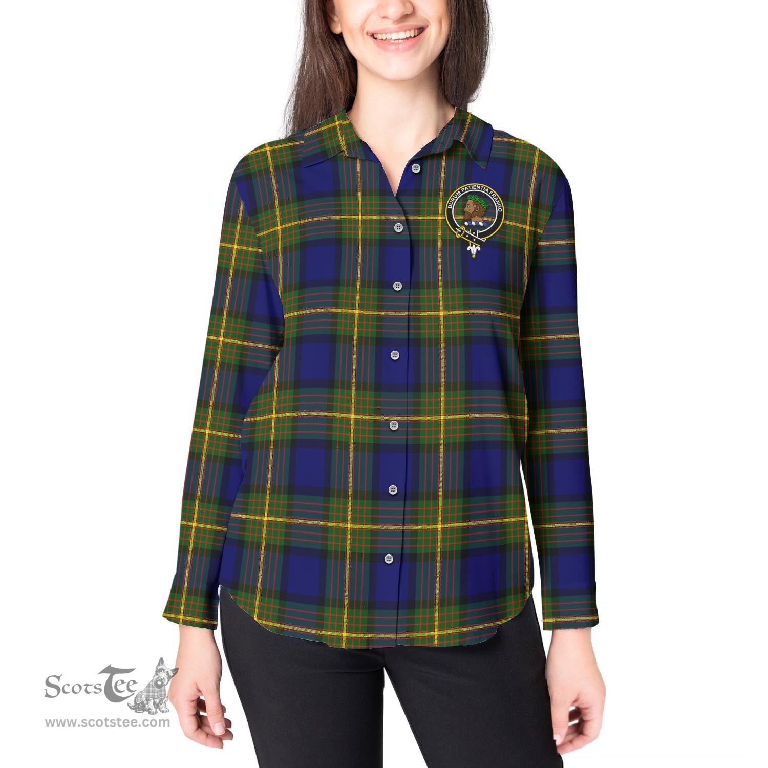 ScotsTee Shop Scottish Moore Clan Crest Tartan Womens Long Sleeve Shirt