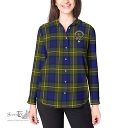 ScotsTee Shop Scottish Moore Clan Crest Tartan Womens Long Sleeve Shirt