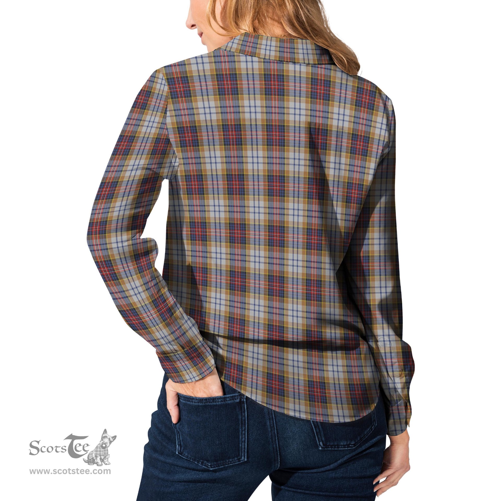 ScotsTee Shop Scottish MacInnes Ancient Hunting Clan Tartan Womens Long Sleeve Shirt