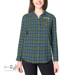 ScotsTee Shop Scottish MacLaren Ancient Clan Crest Tartan Womens Long Sleeve Shirt