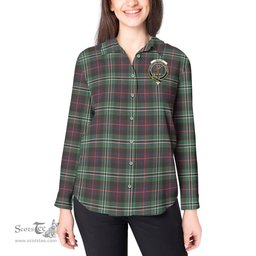 ScotsTee Shop Scottish Rollo Hunting Clan Crest Tartan Womens Long Sleeve Shirt