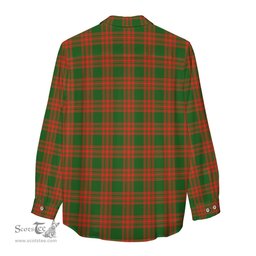 ScotsTee Shop Scottish Menzies Green Modern Clan Crest Tartan Womens Long Sleeve Shirt