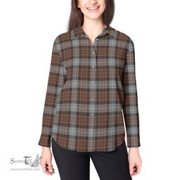 ScotsTee Shop Scottish MacRae Hunting Weathered Clan Tartan Womens Long Sleeve Shirt