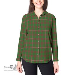 ScotsTee Shop Scottish MacKinnon Hunting Modern Clan Tartan Womens Long Sleeve Shirt
