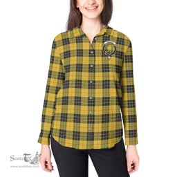 ScotsTee Shop Scottish MacLeod of Lewis Ancient Clan Crest Tartan Womens Long Sleeve Shirt