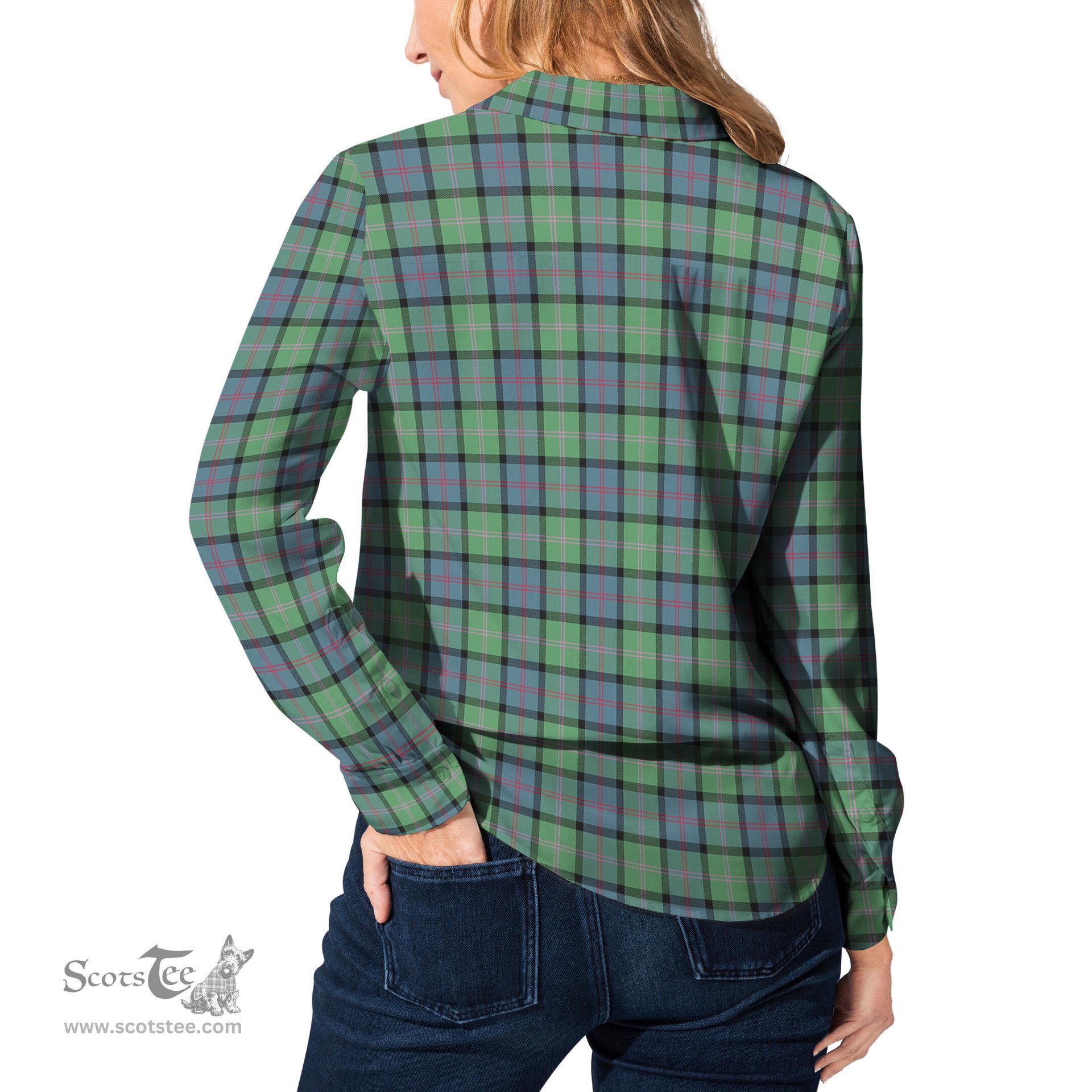 ScotsTee Shop Scottish MacThomas Ancient Clan Tartan Womens Long Sleeve Shirt