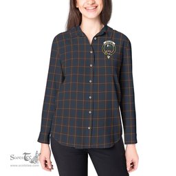 ScotsTee Shop Scottish MacLaine of Lochbuie Hunting Clan Crest Tartan Womens Long Sleeve Shirt