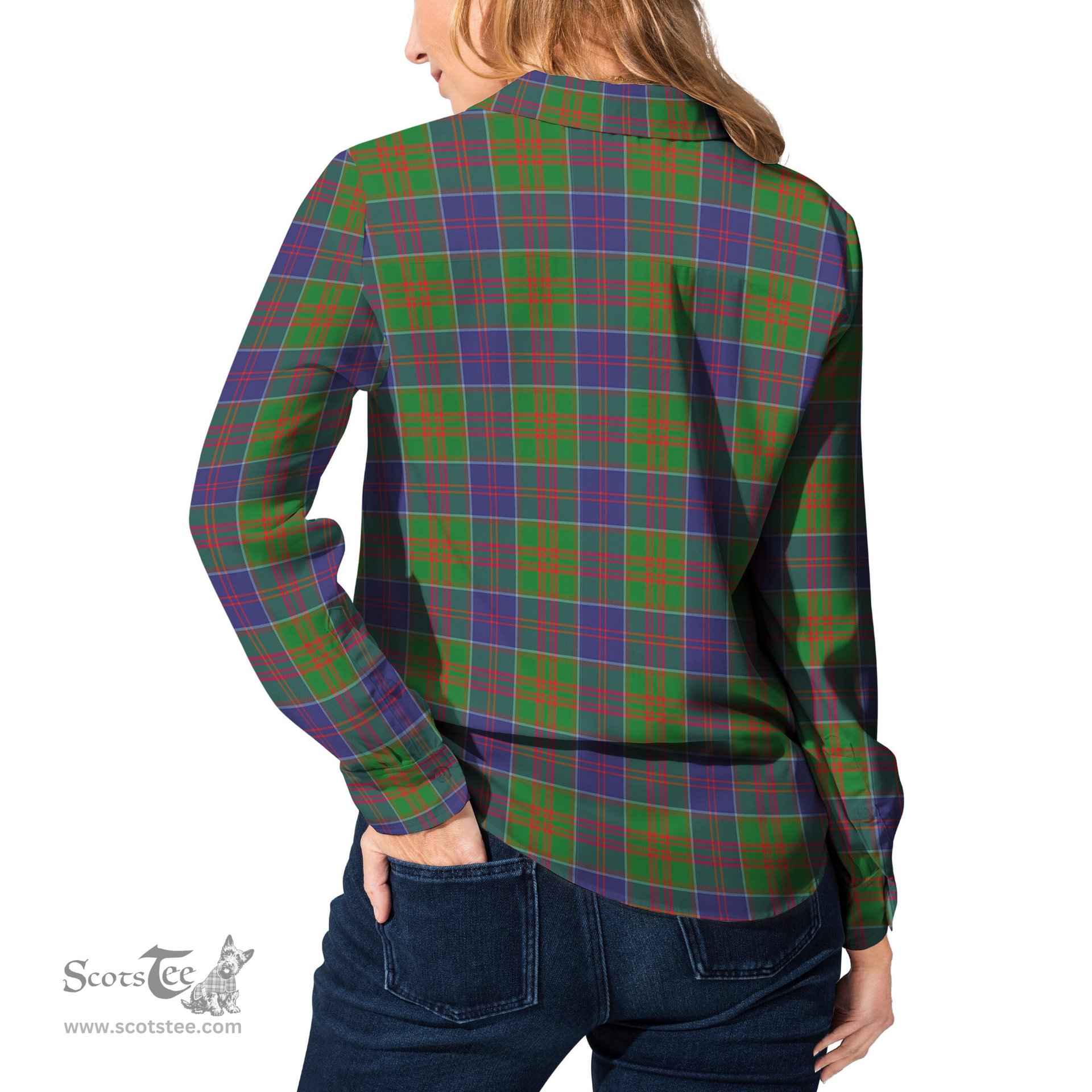 ScotsTee Shop Scottish Stewart of Appin Hunting Modern Clan Tartan Womens Long Sleeve Shirt
