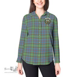 ScotsTee Shop Scottish Whitelaw Clan Crest Tartan Womens Long Sleeve Shirt