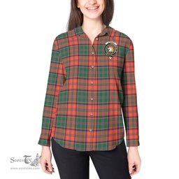 ScotsTee Shop Scottish Stewart of Appin Ancient Clan Crest Tartan Womens Long Sleeve Shirt