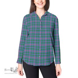 ScotsTee Shop Scottish Pitcairn Hunting Clan Tartan Womens Long Sleeve Shirt