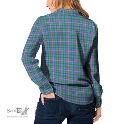 ScotsTee Shop Scottish Pitcairn Hunting Clan Tartan Womens Long Sleeve Shirt