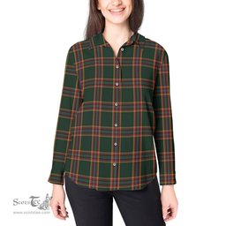 ScotsTee Shop Scottish Moran Family Ubique Clan Tartan Womens Long Sleeve Shirt