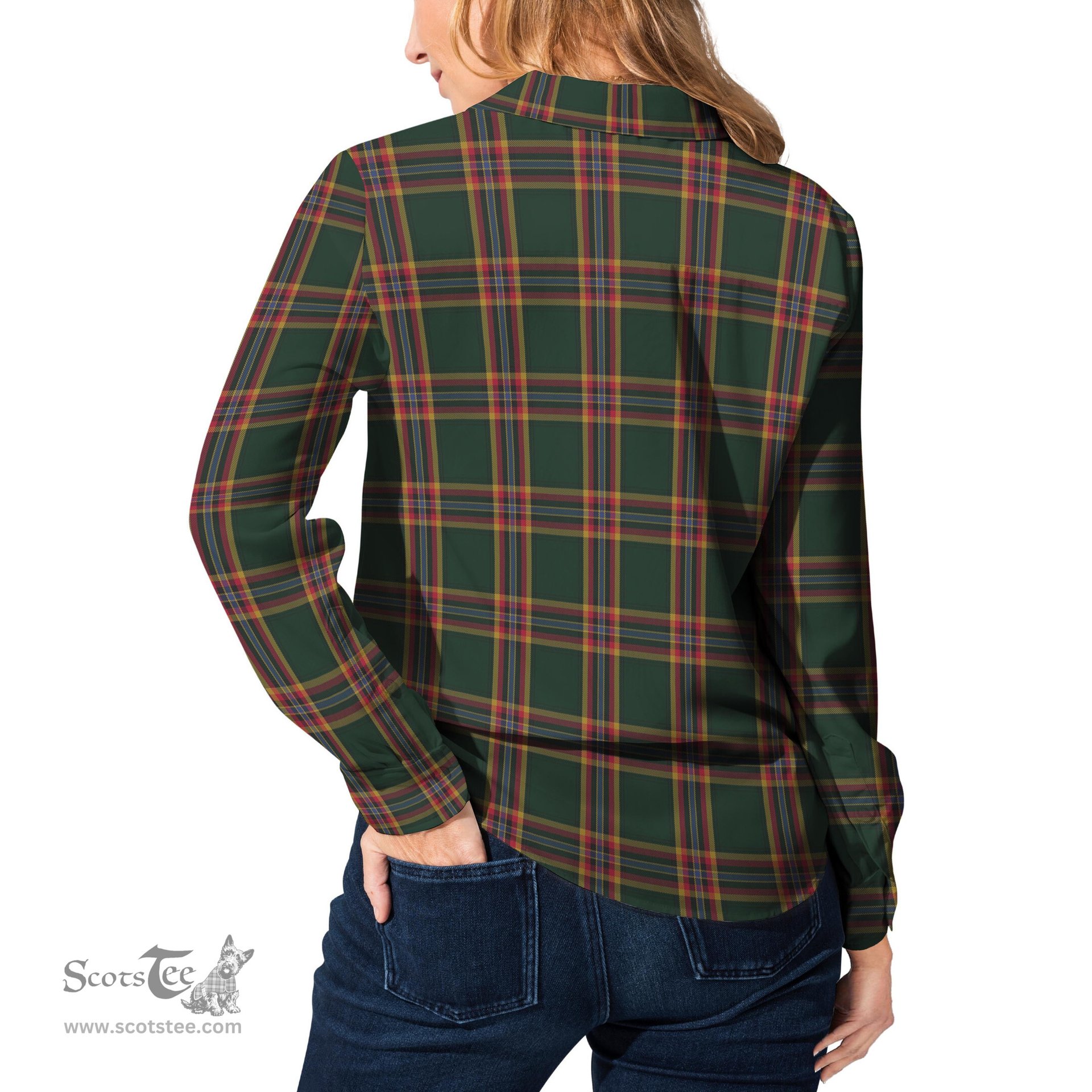 ScotsTee Shop Scottish Moran Family Ubique Clan Tartan Womens Long Sleeve Shirt