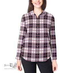 ScotsTee Shop Scottish MacPherson Hunting Modern Clan Tartan Womens Long Sleeve Shirt