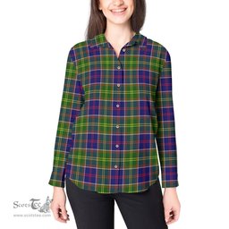 ScotsTee Shop Scottish Whitefoord modern Clan Tartan Womens Long Sleeve Shirt