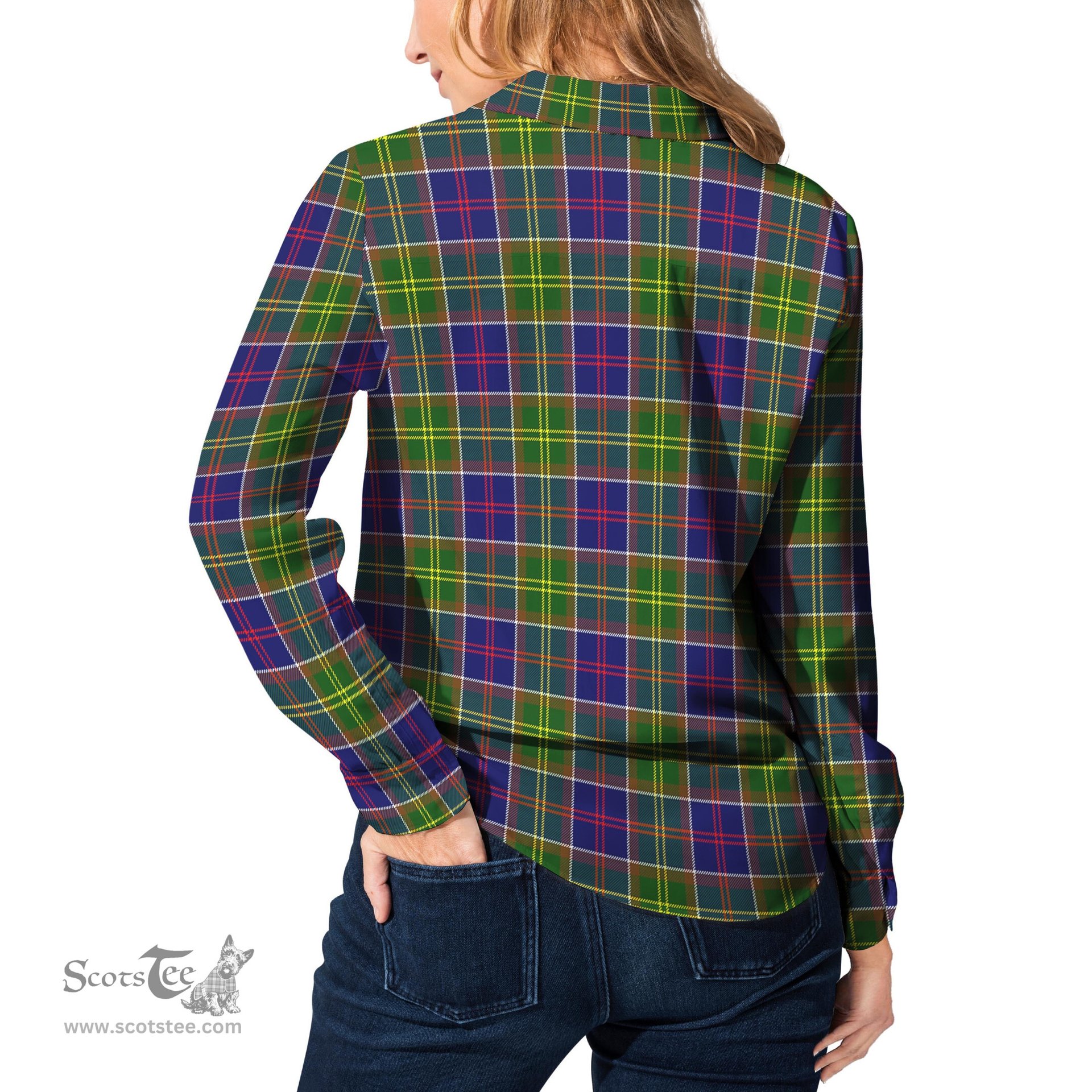 ScotsTee Shop Scottish Whitefoord modern Clan Tartan Womens Long Sleeve Shirt
