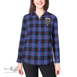 ScotsTee Shop Scottish Maule Clan Crest Tartan Womens Long Sleeve Shirt