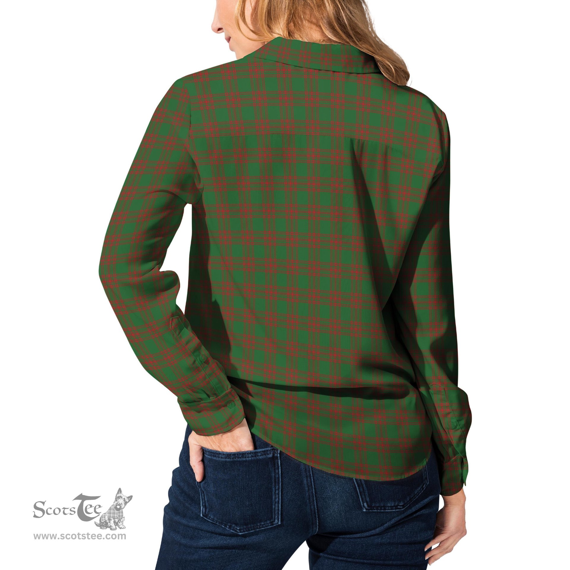 ScotsTee Shop Scottish Menzies Clan Tartan Womens Long Sleeve Shirt