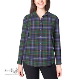 ScotsTee Shop Scottish MacRae Hunting Modern Clan Tartan Womens Long Sleeve Shirt