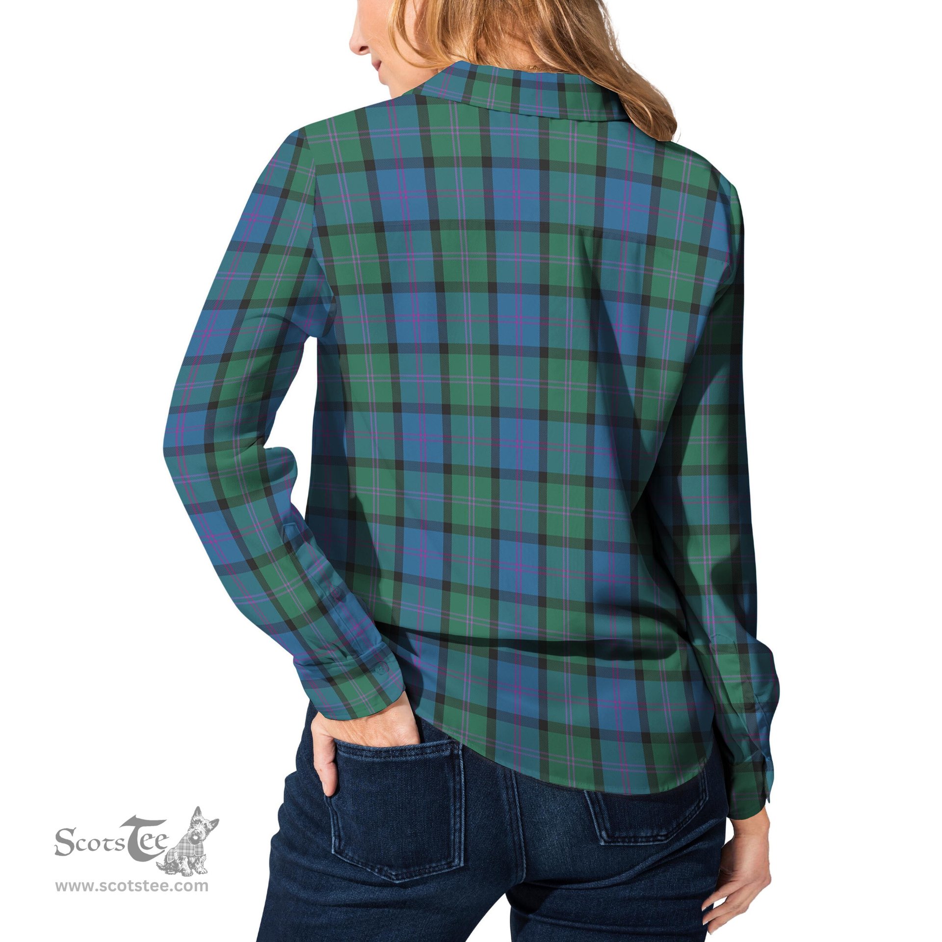 ScotsTee Shop Scottish MacThomas Clan Tartan Womens Long Sleeve Shirt