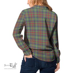 ScotsTee Shop Scottish Shaw Green Modern Clan Tartan Womens Long Sleeve Shirt