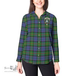 ScotsTee Shop Scottish Paterson Clan Crest Tartan Womens Long Sleeve Shirt
