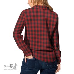 ScotsTee Shop Scottish MacLeod Black and Red Clan Crest Tartan Womens Long Sleeve Shirt