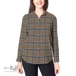 ScotsTee Shop Scottish Thomson Camel Clan Tartan Womens Long Sleeve Shirt