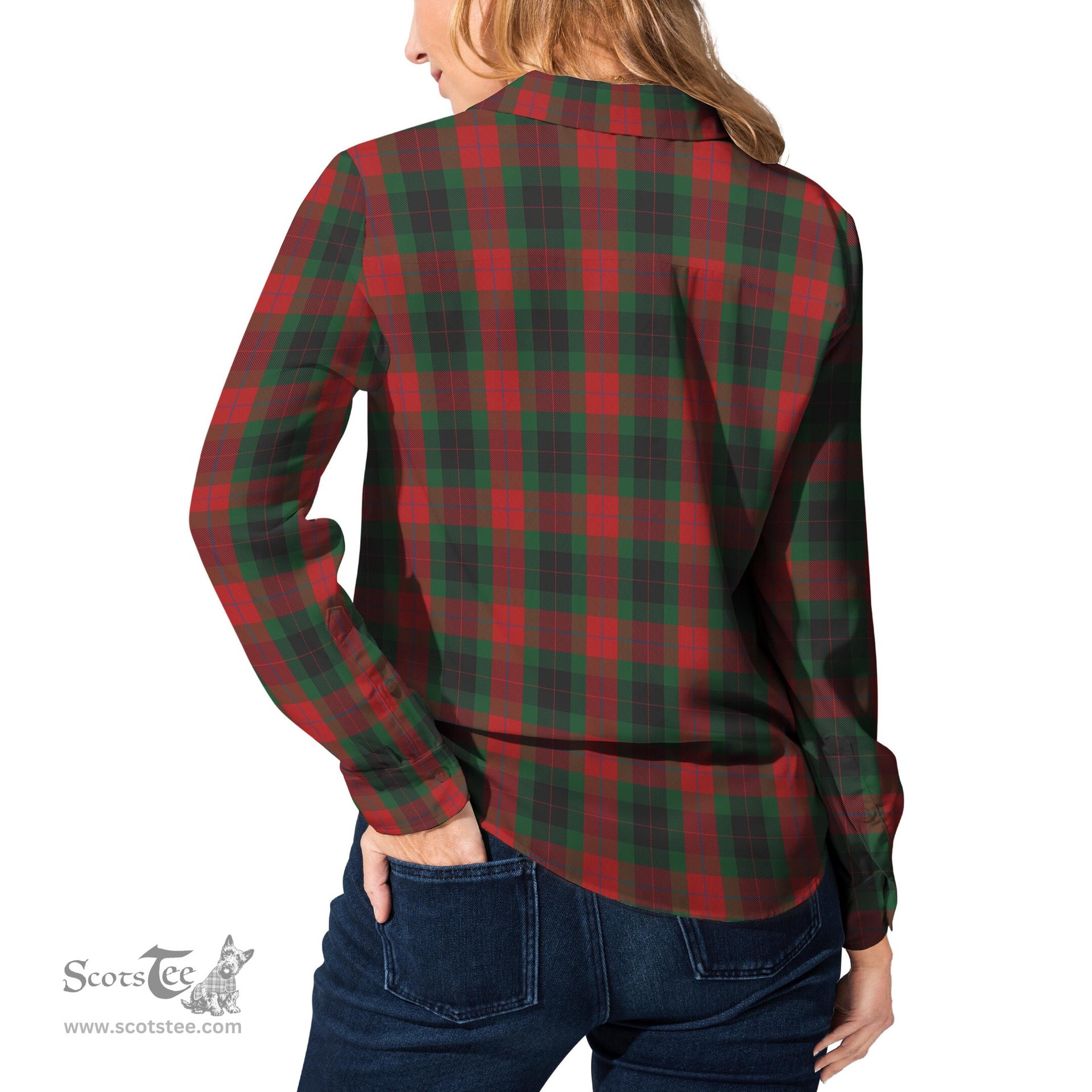 ScotsTee Shop Scottish Skene of Cromar Black Clan Tartan Womens Long Sleeve Shirt