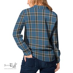 ScotsTee Shop Scottish Thomson Dress Blue Clan Tartan Womens Long Sleeve Shirt