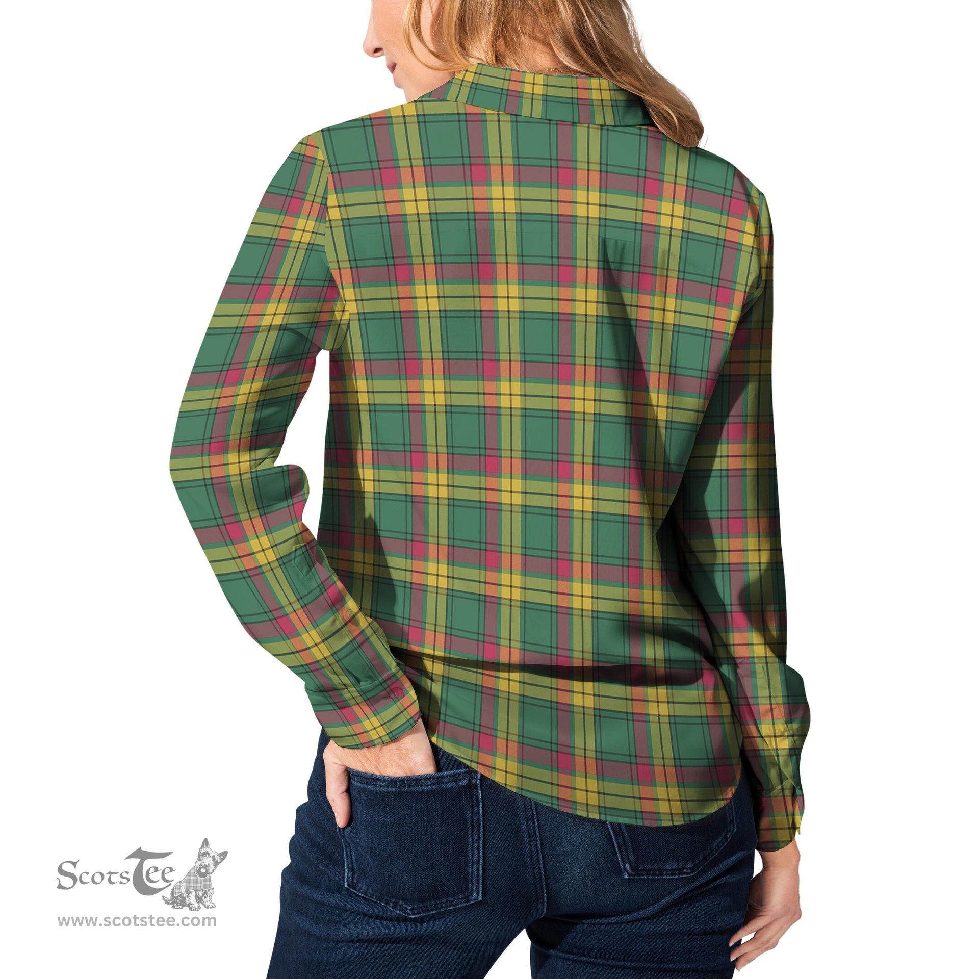 ScotsTee Shop Scottish MacMillan Old Ancient Clan Crest Tartan Womens Long Sleeve Shirt