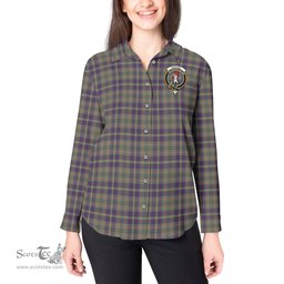 ScotsTee Shop Scottish Taylor Weathered Clan Crest Tartan Womens Long Sleeve Shirt