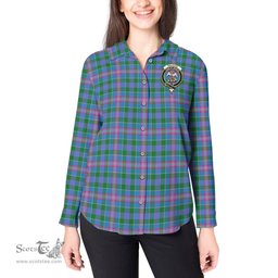 ScotsTee Shop Scottish Ralston Clan Crest Tartan Womens Long Sleeve Shirt
