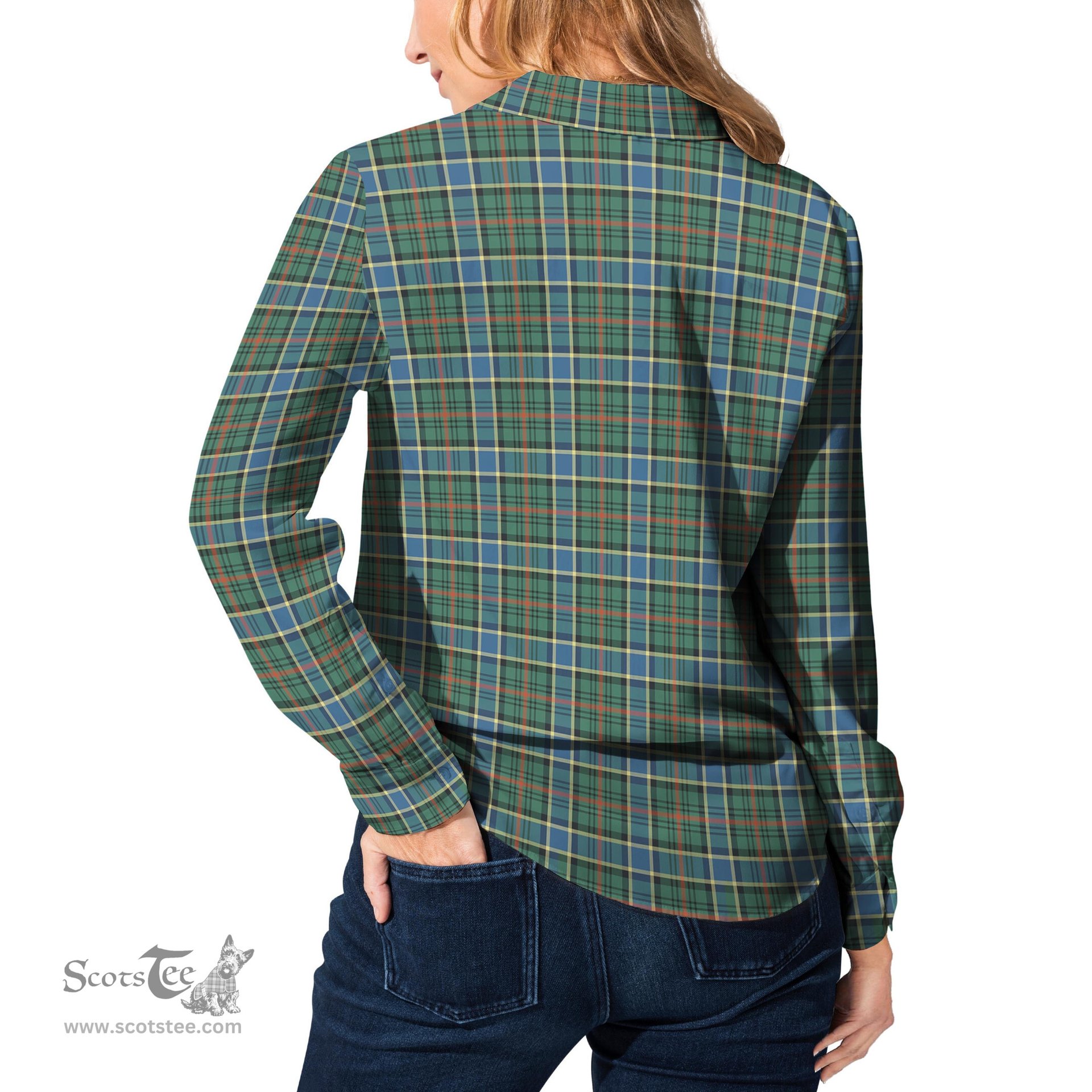 ScotsTee Shop Scottish Ogilvie (Ogilvy) Hunting Ancient Clan Tartan Womens Long Sleeve Shirt