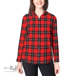 ScotsTee Shop Scottish Ramsay Modern Clan Tartan Womens Long Sleeve Shirt