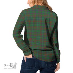 ScotsTee Shop Scottish Shaw of Tordarroch Green Hunting Clan Crest Tartan Womens Long Sleeve Shirt
