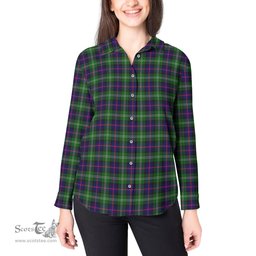 ScotsTee Shop Scottish Sutherland Modern Clan Tartan Womens Long Sleeve Shirt