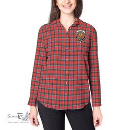 ScotsTee Shop Scottish Sinclair Modern Clan Crest Tartan Womens Long Sleeve Shirt